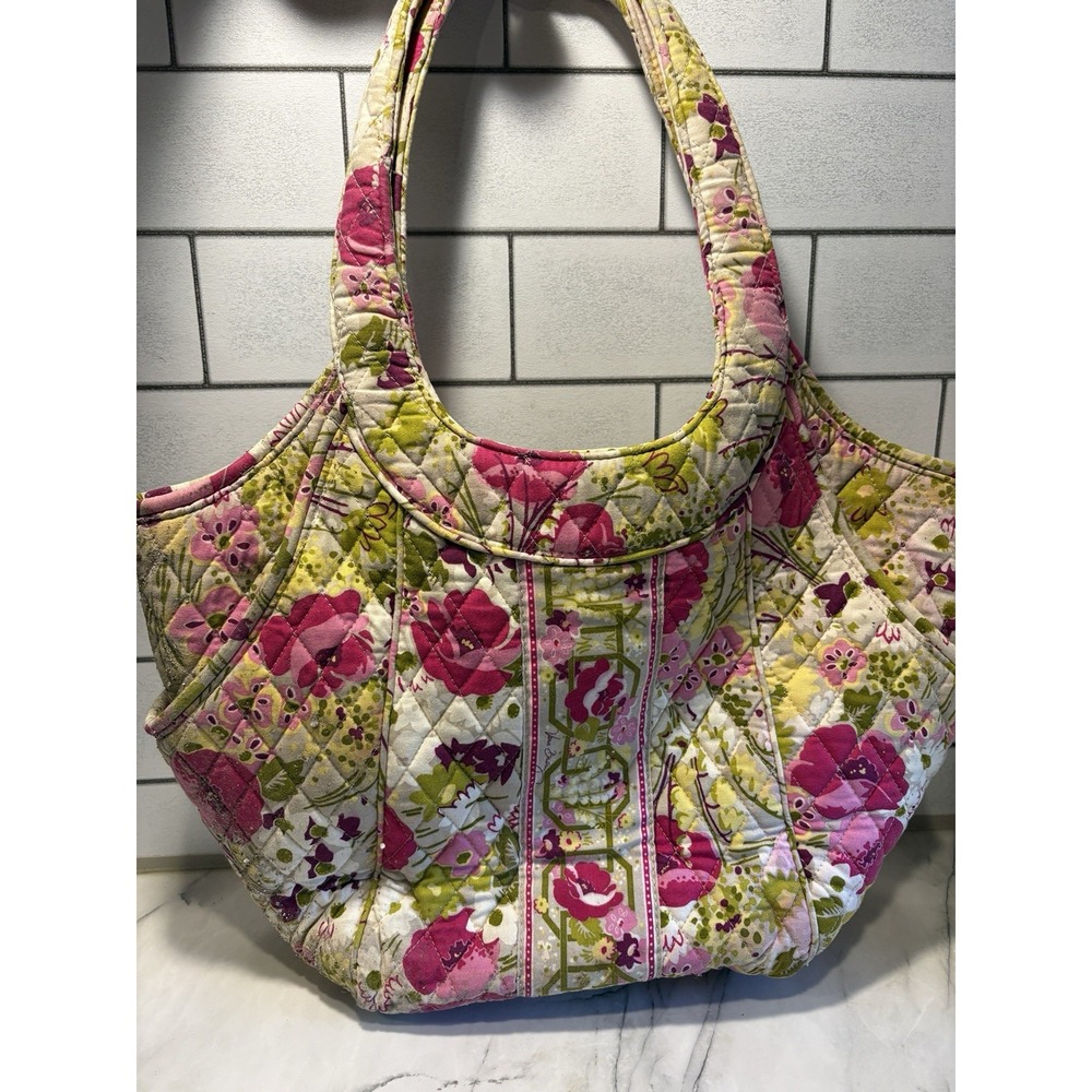 Vera Bradley Make Me Blush Lrg Hobo Shoulder Retired Floral Pink Green Quilted
